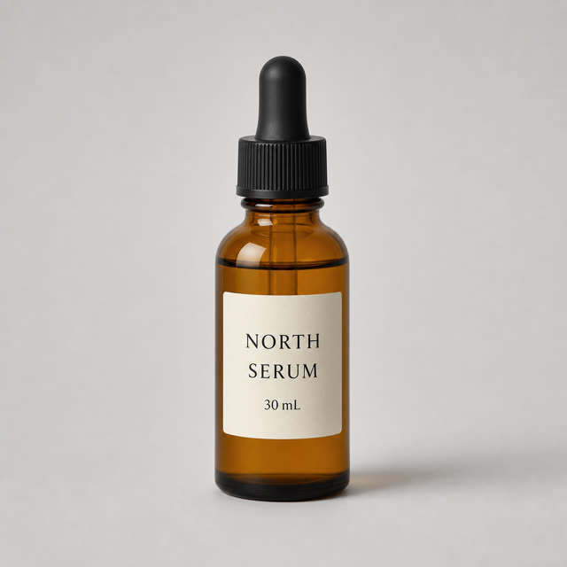 Original NORTH serum bottle used in the product photo test