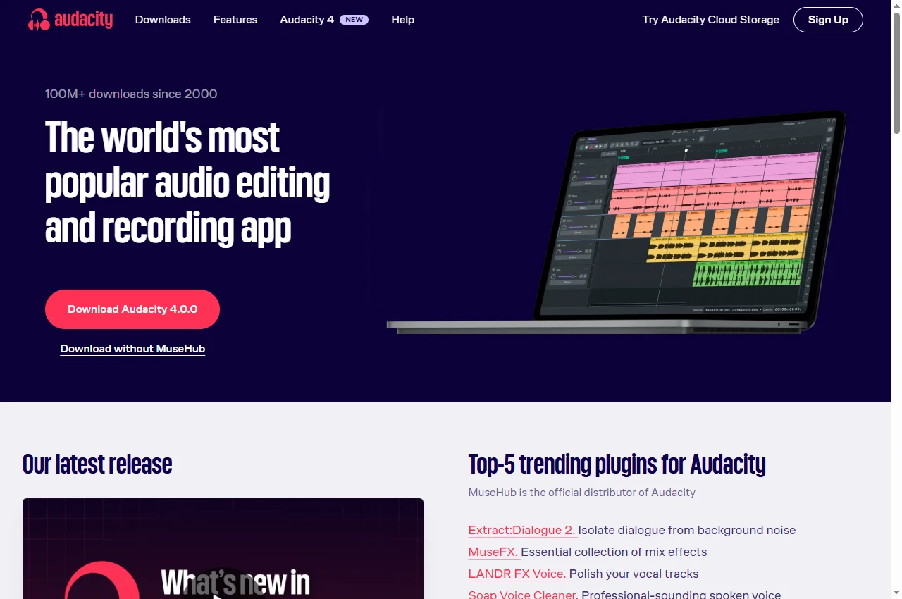 Audacity official website preview, 22 September 2026
