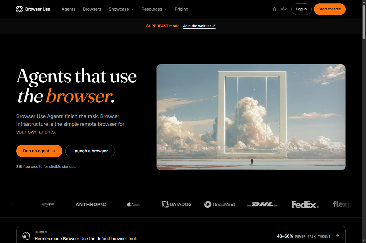 Browser Use official website preview