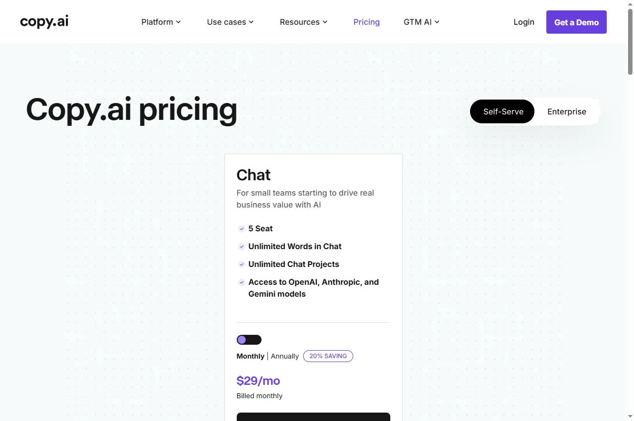 Copy.ai official website preview