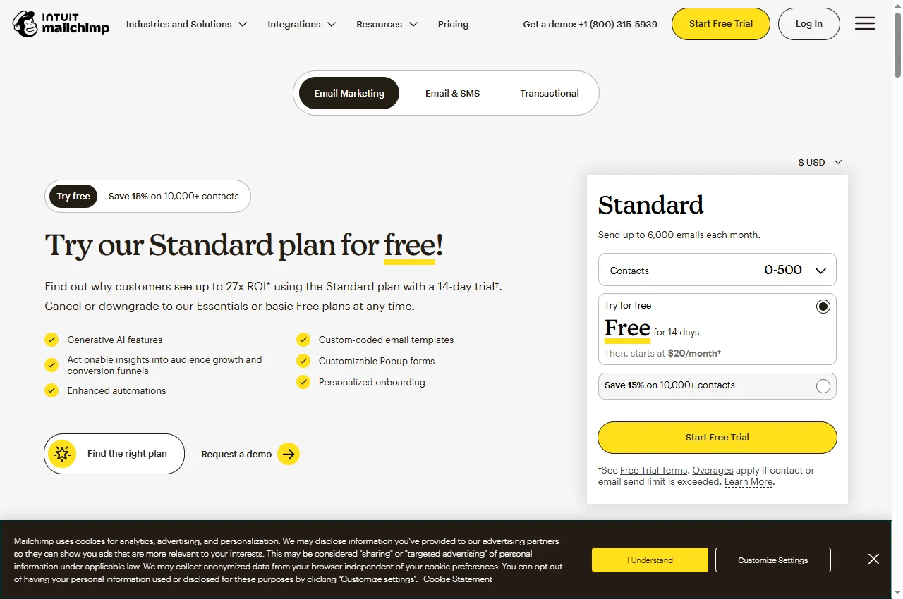 Mailchimp AI official website preview