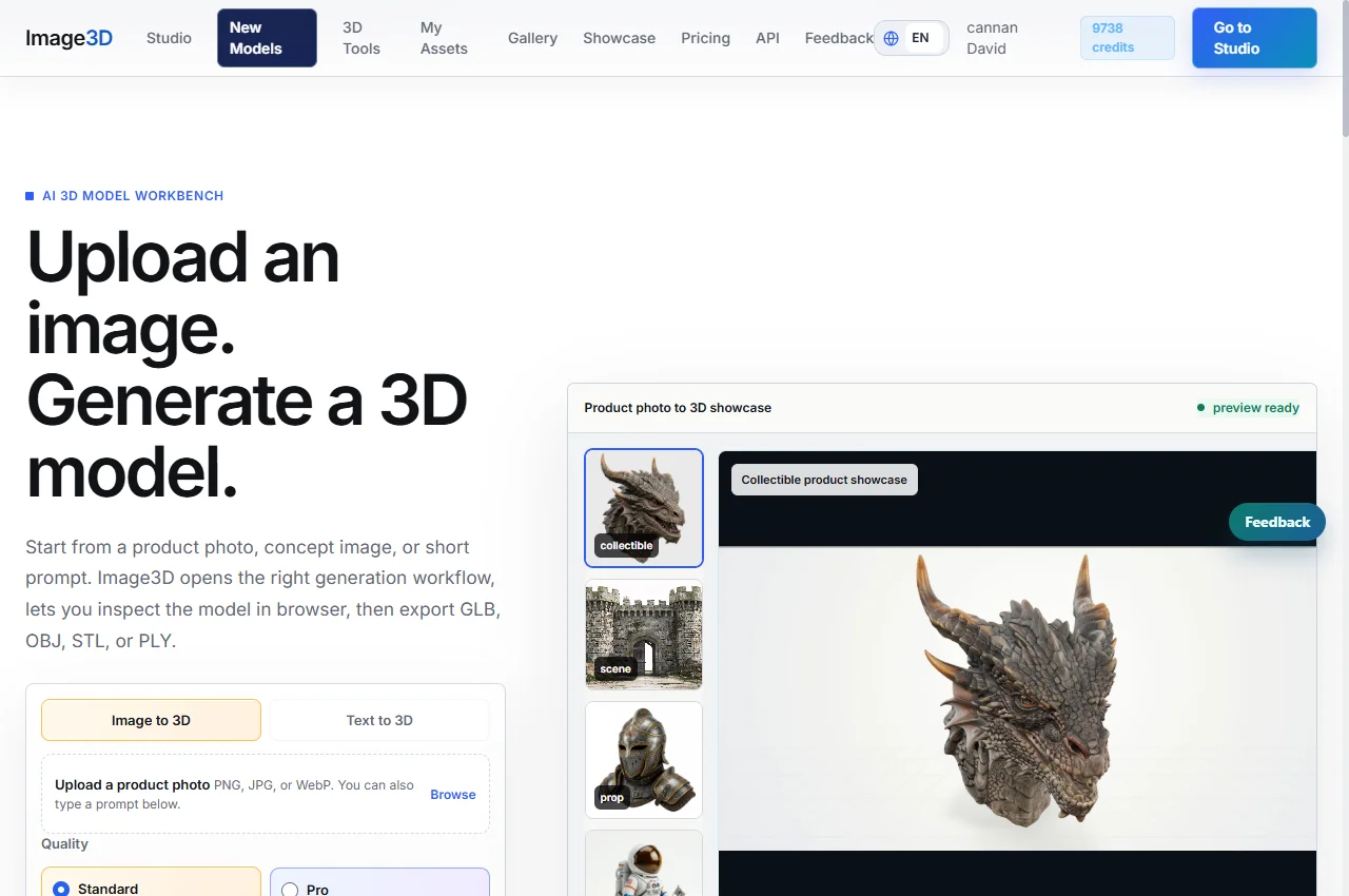 Image3D official website and product workflow