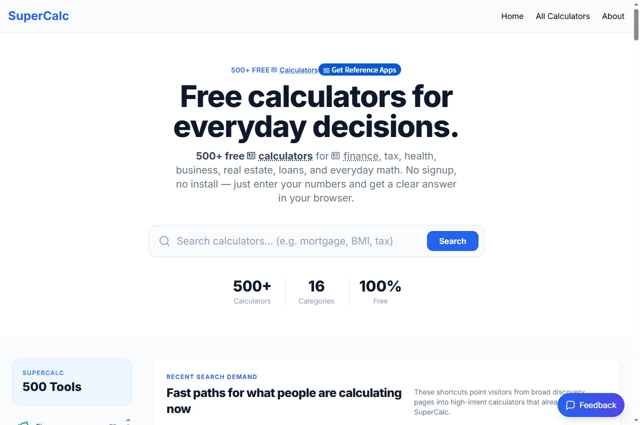 SuperCalc official website and product workflow